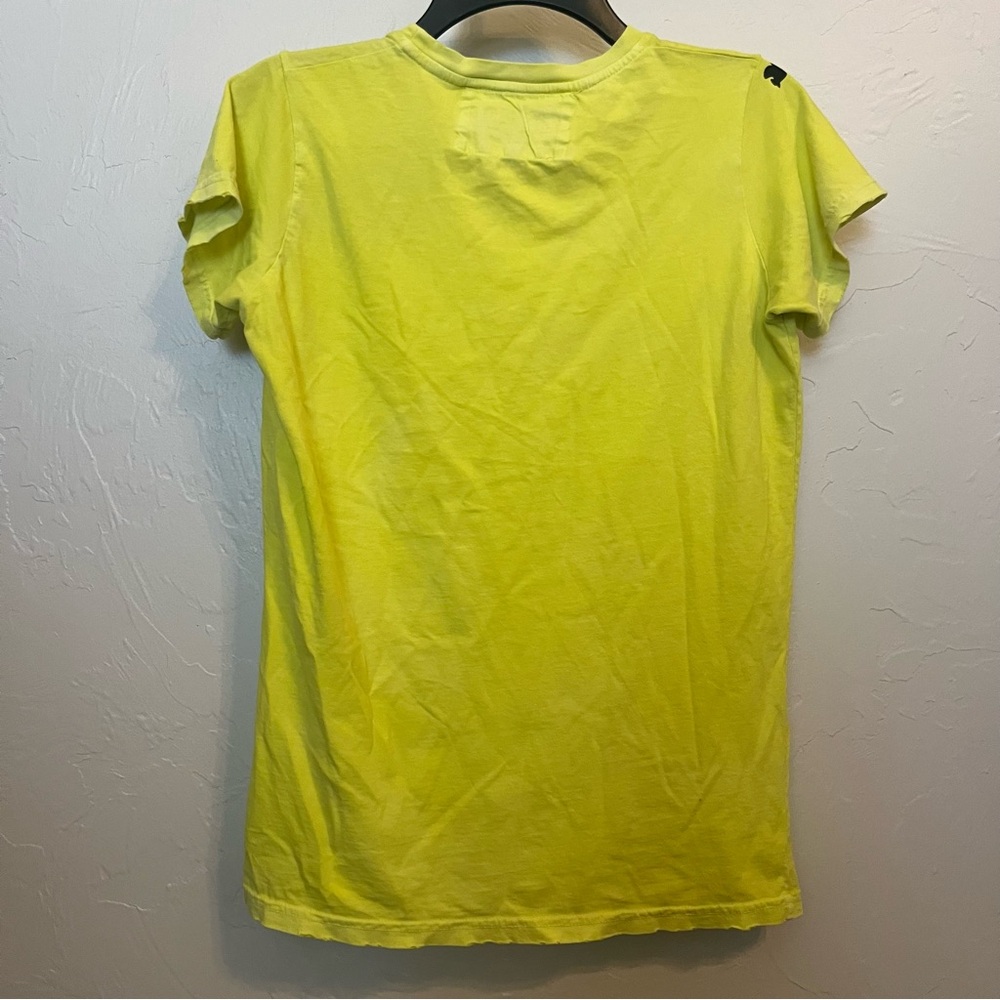 FREECITY Golden Line Short-Sleeve Tee in Yellow Green Sz XS Rare Distressed - Picture 8 of 16